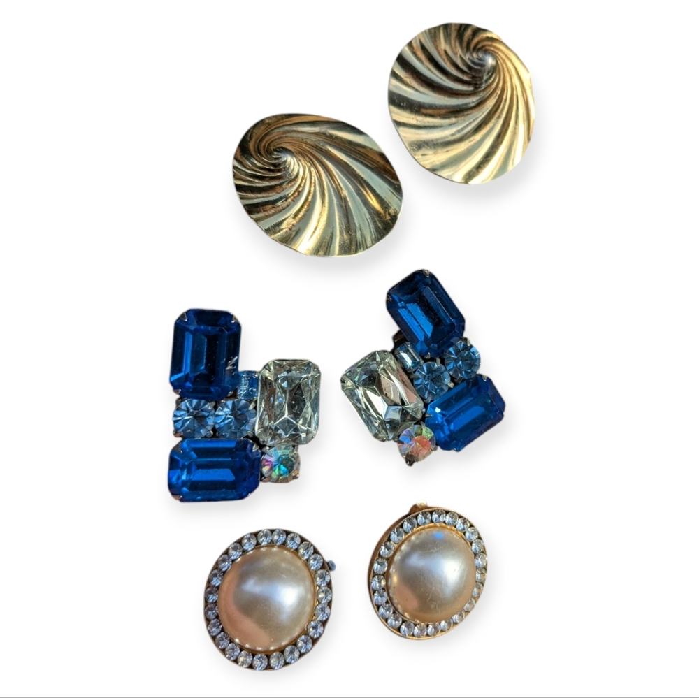 Vintage 80's Clip Earrings 3 Pairs